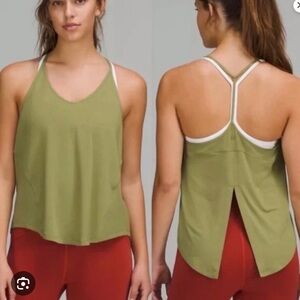 Lululemon Modal-Silk Yoga Tank - Olive Green Racerback Tank Top
